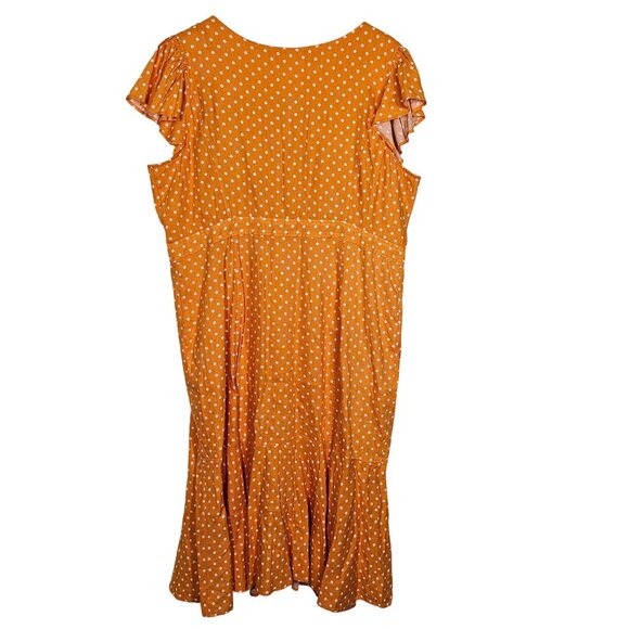 Rachel Parcell Orange Polka Dot V-Neck Linen-Blend Button-Down‎ Midi Dress XXL - Picture 5 of 12